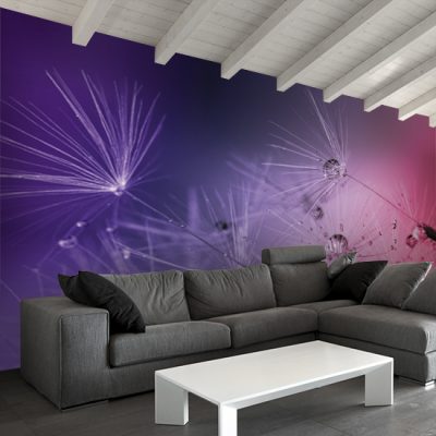 dekoracje ścian fioletowe dmuchawce