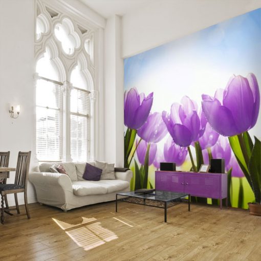 dekoracje ścian z tulipanami
