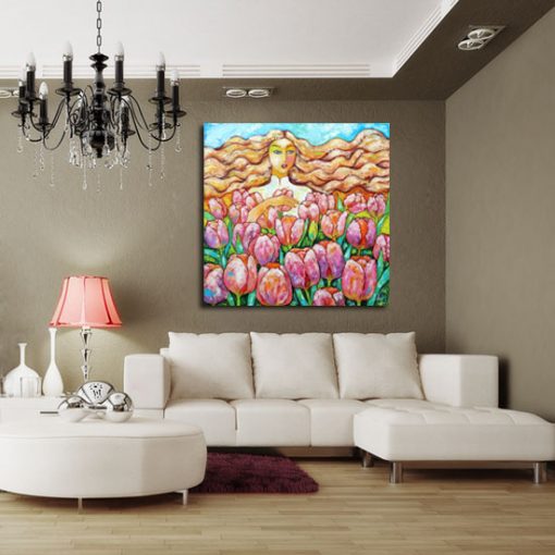 obraz różowe kwiaty
