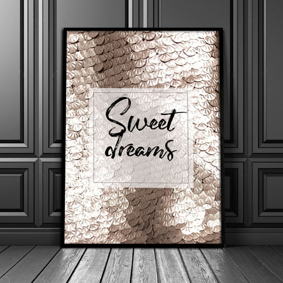 Hvor Reskyd Labe Plakat z napisem po angielsku sweet dreams do ozdoby salonu