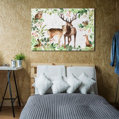 sypialnia z obrazem dzikich zwierząt