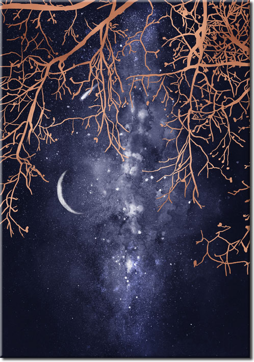 plakat noc drzewo księżyc