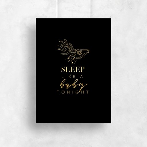 złoty plakat z napisem o spaniu