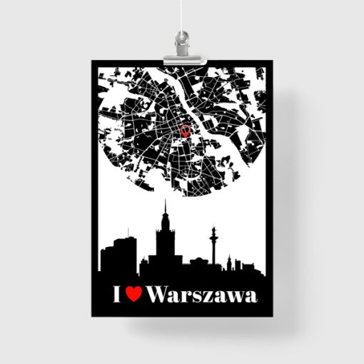 pionowy plakat z Warszawą