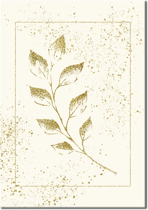 roślinny motyw na plakacie złotym