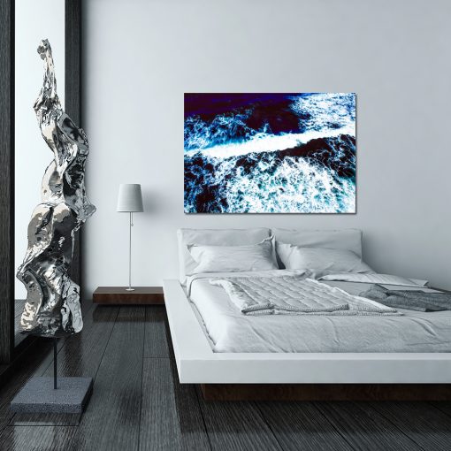 Obraz z niebieską abstrakcją do sypialni