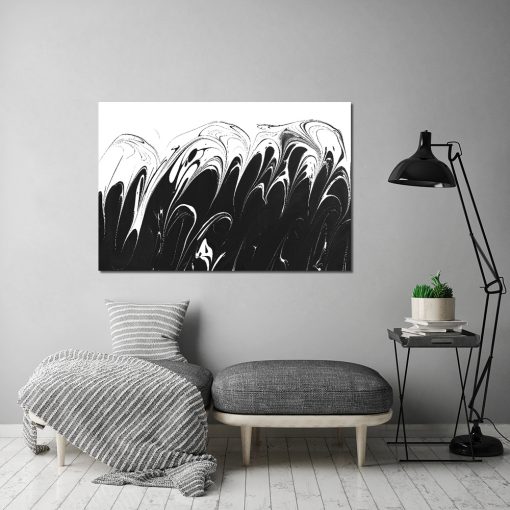 Obraz z czarno-białą abstrakcją