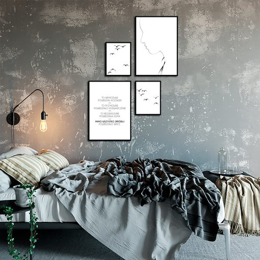 Skandynawski zestaw plakatów do sypialni
