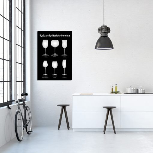 Plakat z kieliszkami do wina - dekoracja kuchni