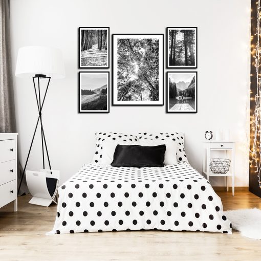 Czarno-biały zestaw plakatów do dekoracji sypialni