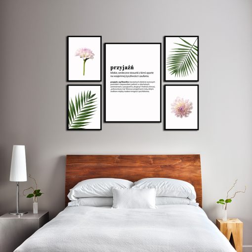 Zestaw plakatów z kwiatami do sypialni