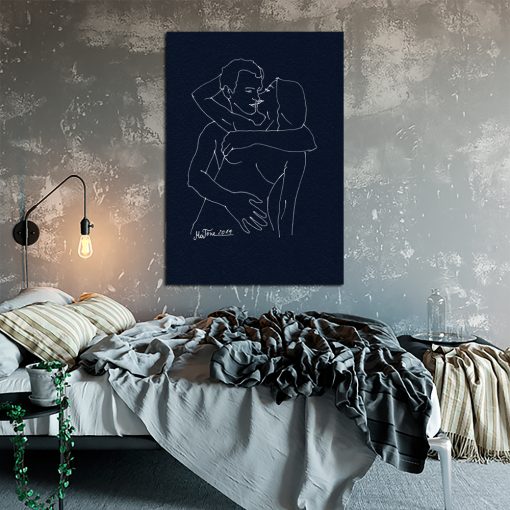 Plakat ze szkicem zakochanych do sypialni