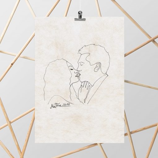 Plakat z motywem pocałunku