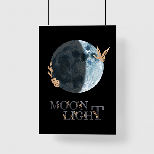 Plakat księżyc i napis
