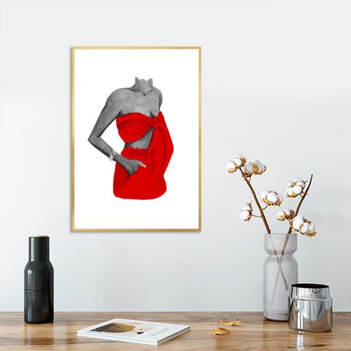 Plakat ciało kobiety w czerwonej sukni