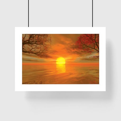 plakat pomarańczowy zachód słońca