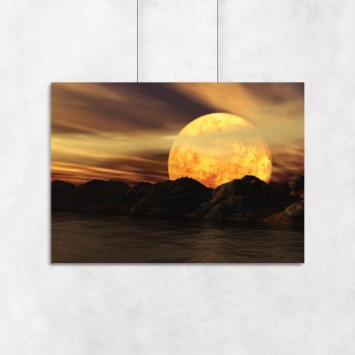 plakat księżyc i krajobraz