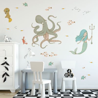 naklejka z morskimi stworzeniami na ścianę pokoju dziecka
