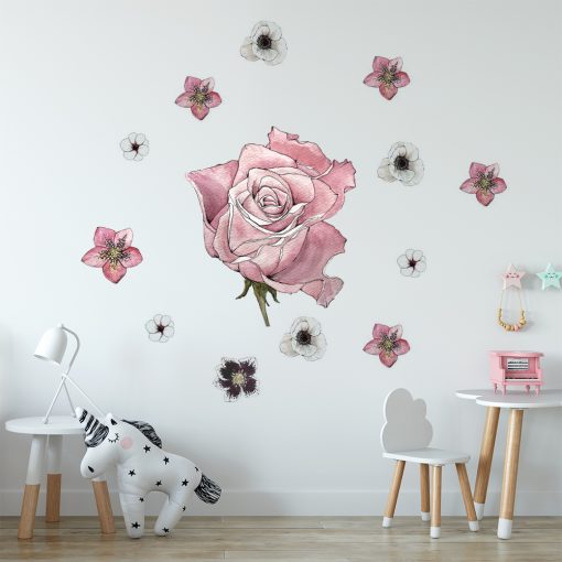 naklejka z różą na ścianę pokoju dziecka