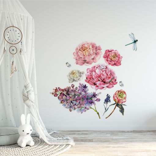 naklejka na ścianę do pokoju dziecka z kwiatami