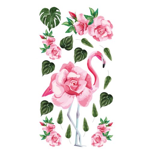 naklejka przedstawiająca różę i flaminga do pokoju dziecka