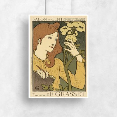 plakat z motywem rośliny i kobiety