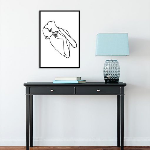 plakat z minimalistycznym rysunkiem kobiety
