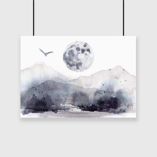 plakat księżyc i góry