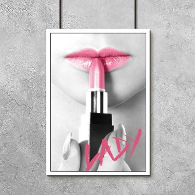 plakat z różowymi ustami
