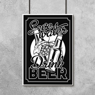 plakat przedstawiający motyw piwa