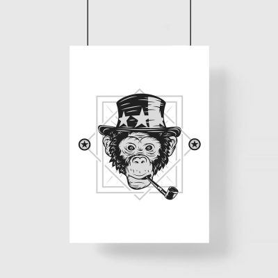 plakat małpa w kapeluszu w gwiazdki