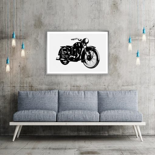 plakat z motywem starego motocyklu