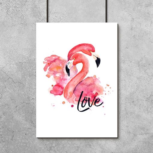 plakat love flamingi