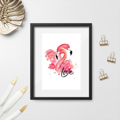 plakat zakochane flamingi