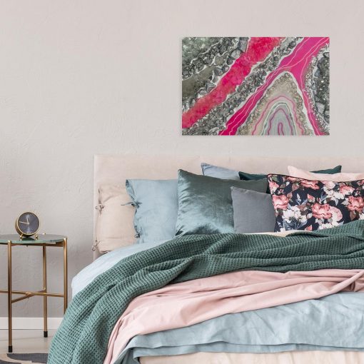 obraz różowy nad łóżko