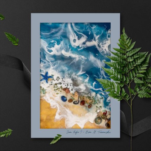 plakat z motywem morza i plaży