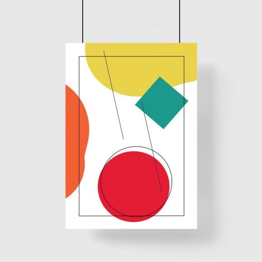 Kolorowy plakat z geometrycznymi kształtami