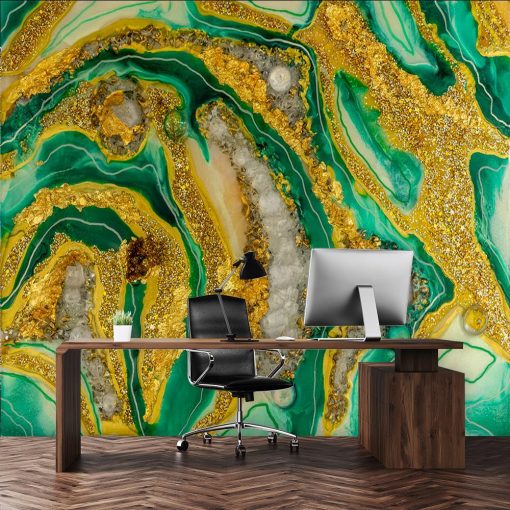 Dekoracja abstrakcja żółto zielona do biura