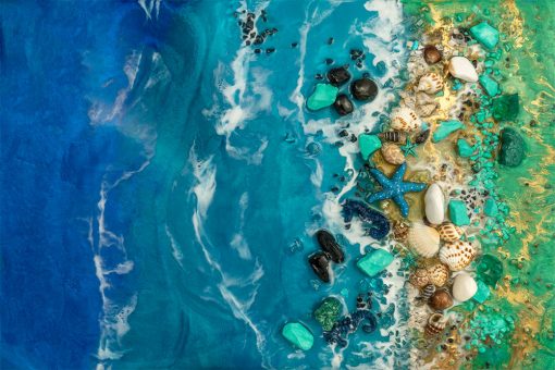 fototapeta sztuka żywicy resin art blue sea