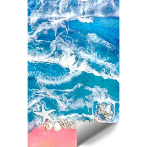 Fototapeta kompozycja malarska niebiesko różowe morze