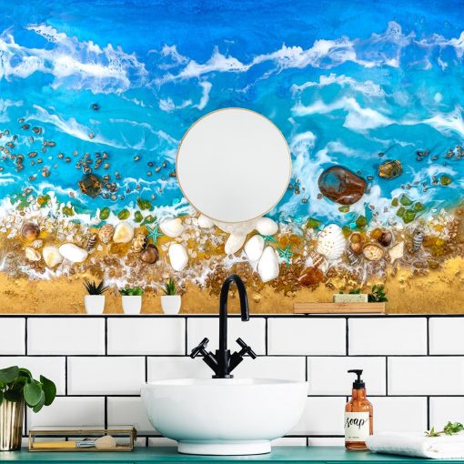 fototapeta malarstwo żywicą morze i piasek do łazienki