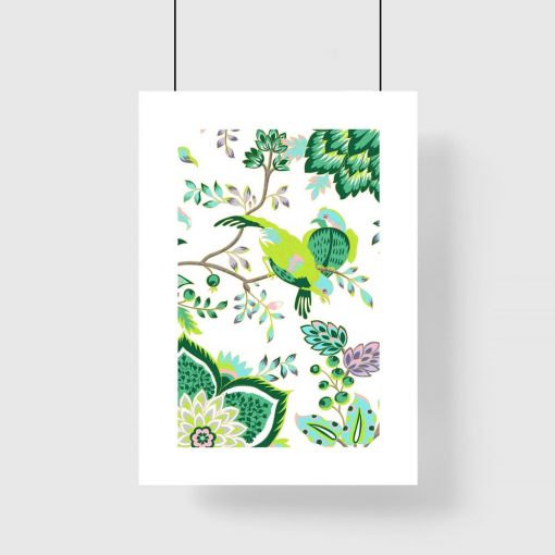 Plakat w ramie z zielonymi ptaszkami