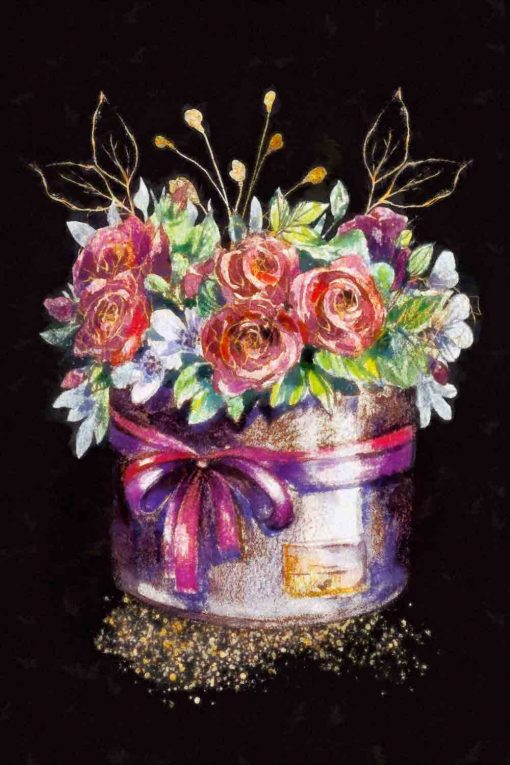 Obraz z motywem kwiatów w pudełku