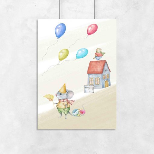 Plakat dla dziecka - Urodzinowa myszka