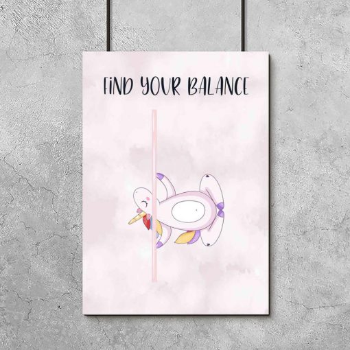 Plakat do studia pole dance - Find your balance