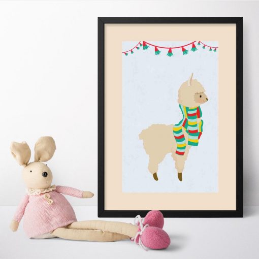 Plakat do pokoju dziecka - Śmieszna lama w szaliku