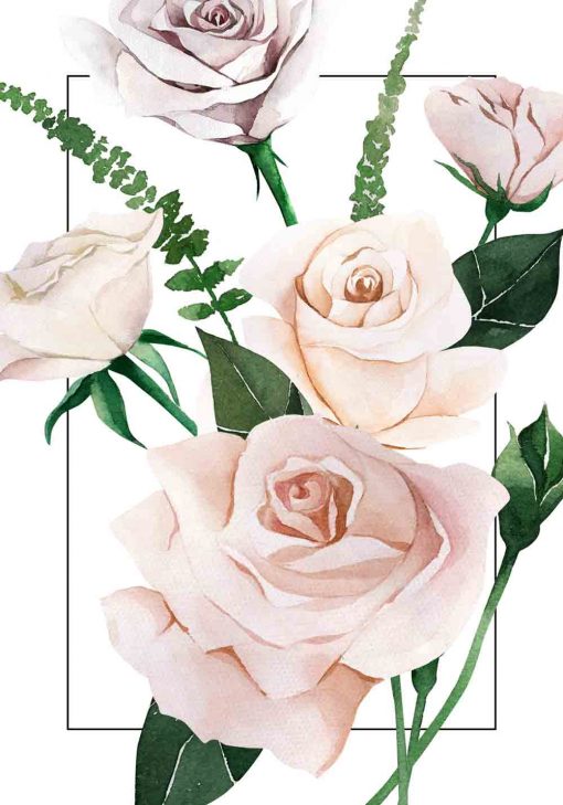 plakat z kwiatami róży w kolorze bladoróżowym