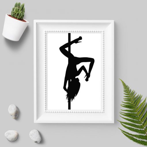 Biało-czarny plakat z kobietą - Pole dance