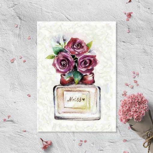 Plakat z kwiatami i perfumami