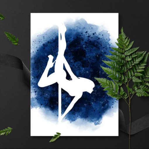 Plakat ze zmysłową tancerką - Niebieskie tło